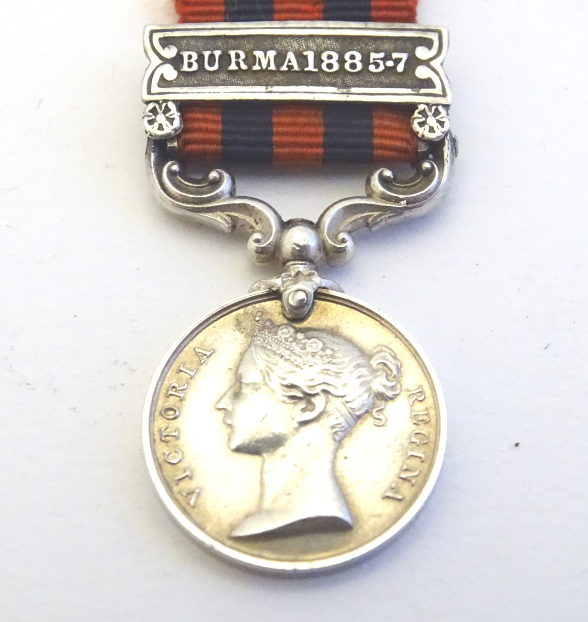 Militaria: a Victorian miniature Indian General Service Medal, with Burma 1885-7 bar and swivel - Image 3 of 5