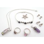 Assorted jewellery including silver rings, pendant bracelet etc Please Note - we do not make