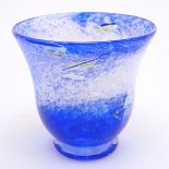 A Scandinavian art glass vase with blue flecked decoration, signed under 'Sjalaglas'. 4" tall Please