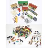 Toys: A large quantity of farmyard animals, farm accessories and figures. Accessories to include a