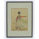 XVIII-XIX, Watercolour, Bank of England Volunteer, 1798, A portrait of a soldier in a landscape.