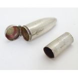 A silver cheroot mouth piece case, 1 1/2" long Please Note - we do not make reference to the