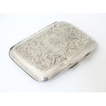 A silver cigarette case hallmarked Birmingham 1919 maker S Lynnie & Co. 3 1/2" x 2 1/2" (52g) Please