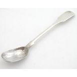 A 19thC silver fiddle pattern mustard spoon. Hallmarked London 1820 maker George Turner 4 3/4"