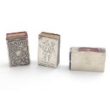 Three various early 20thC silver match box covers various dates and makers, including an example