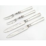 Silver handled fruit / cake forks and knives hallmarked Sheffield 1918. Approx 7 1/4" long Please