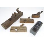 Assorted early 20thC woodworking/carpentry tools, comprising two moulding planes (one marked '