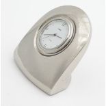 A 21stC silver plate mantle clock 3" high Please Note - we do not make reference to the condition of