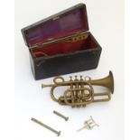 Musical Instruments: a Victorian boxed trumpet/cornet by Metzler & Co, London (1788-1931.) Of