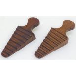 Treen: A pair of 19thC carved mahogany dish slopes, each 4" long Please Note - we do not make