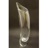 A Dartington clear glass vase of shaped form. Approx. 14 1/2'' high. Please Note - we do not make