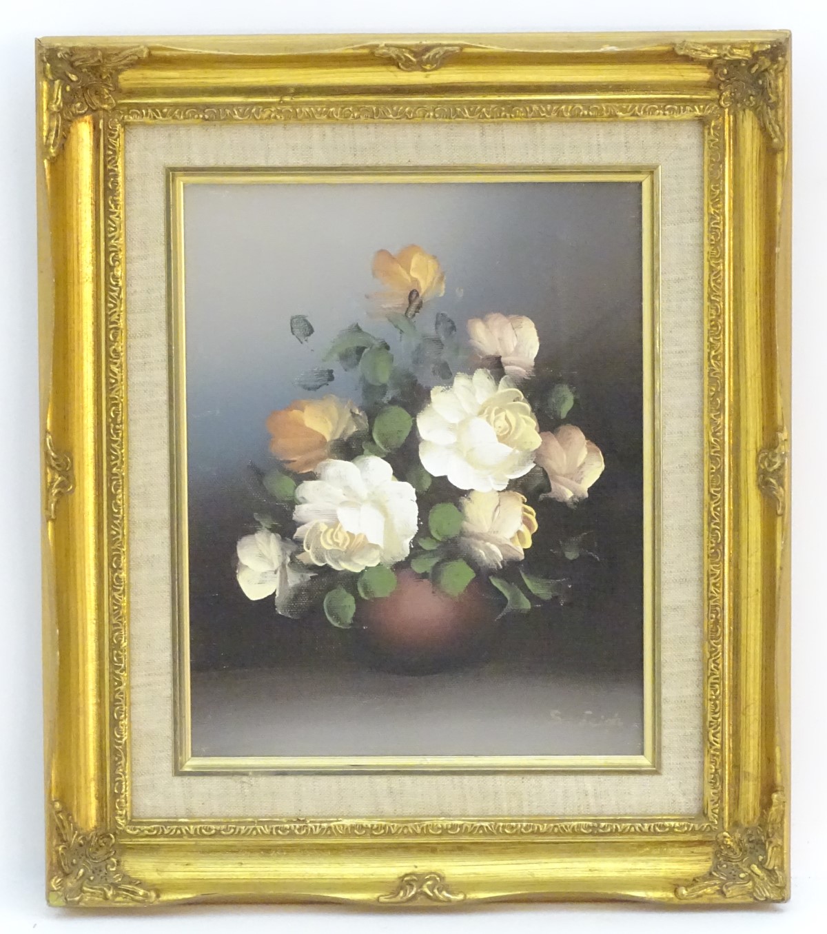 S. Leigh, XX, Oil on canvas, A still life study of flowers in a vase. Signed lower right. Approx.