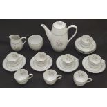 A quantity of Noritake coffee wares in the pattern Mayfair, comprising a coffee pot, milk jug, sugar
