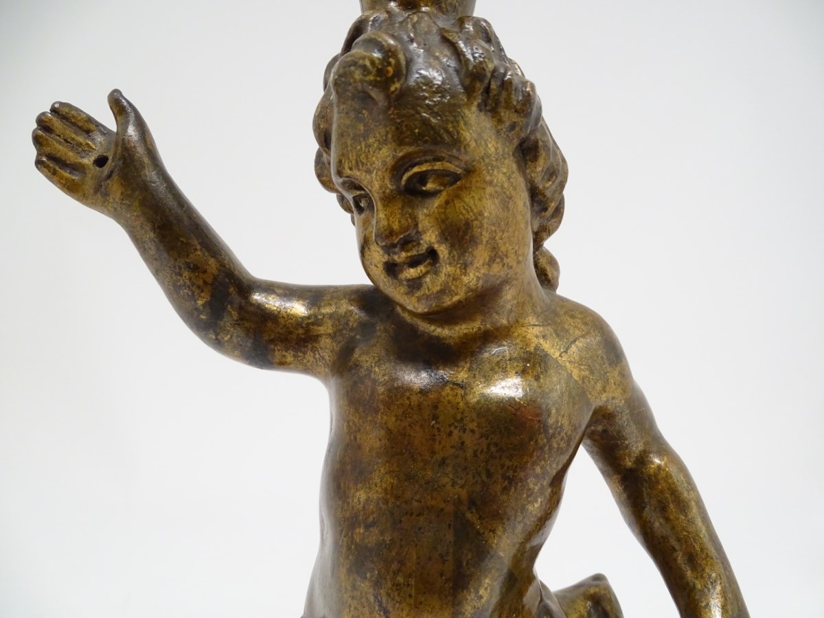 A composite lamp base formed as a classical putto / cherub on a rocky outcrop. Approx. 21" high - Image 8 of 9