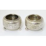 A pair of Victorian silver salts hallmarked Birmingham 1881 maker Elkington & Co ( Frederick