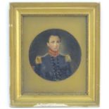 XIX-XX, English School, Oil on paper laid on board, a tondo, A portrait of a young man in Naval