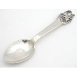 A Danish silver spoon, the handle terminating in a scene from ' Jack the Dulard', one of a series of