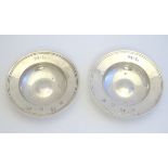 A pair of small proportion silver alms dishes hallmarked London 1961 maker Tessiers Ltd (