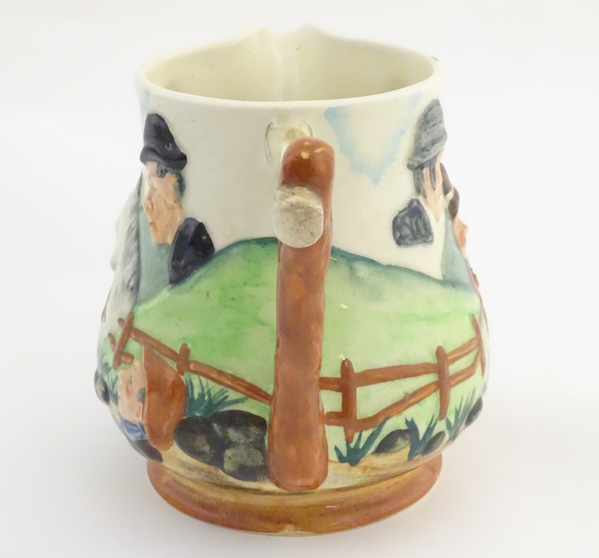 Hunting: A Sandland Ware jug, titled Uncle Tom Cobleigh and All. Decorated with an English landscape - Image 9 of 11