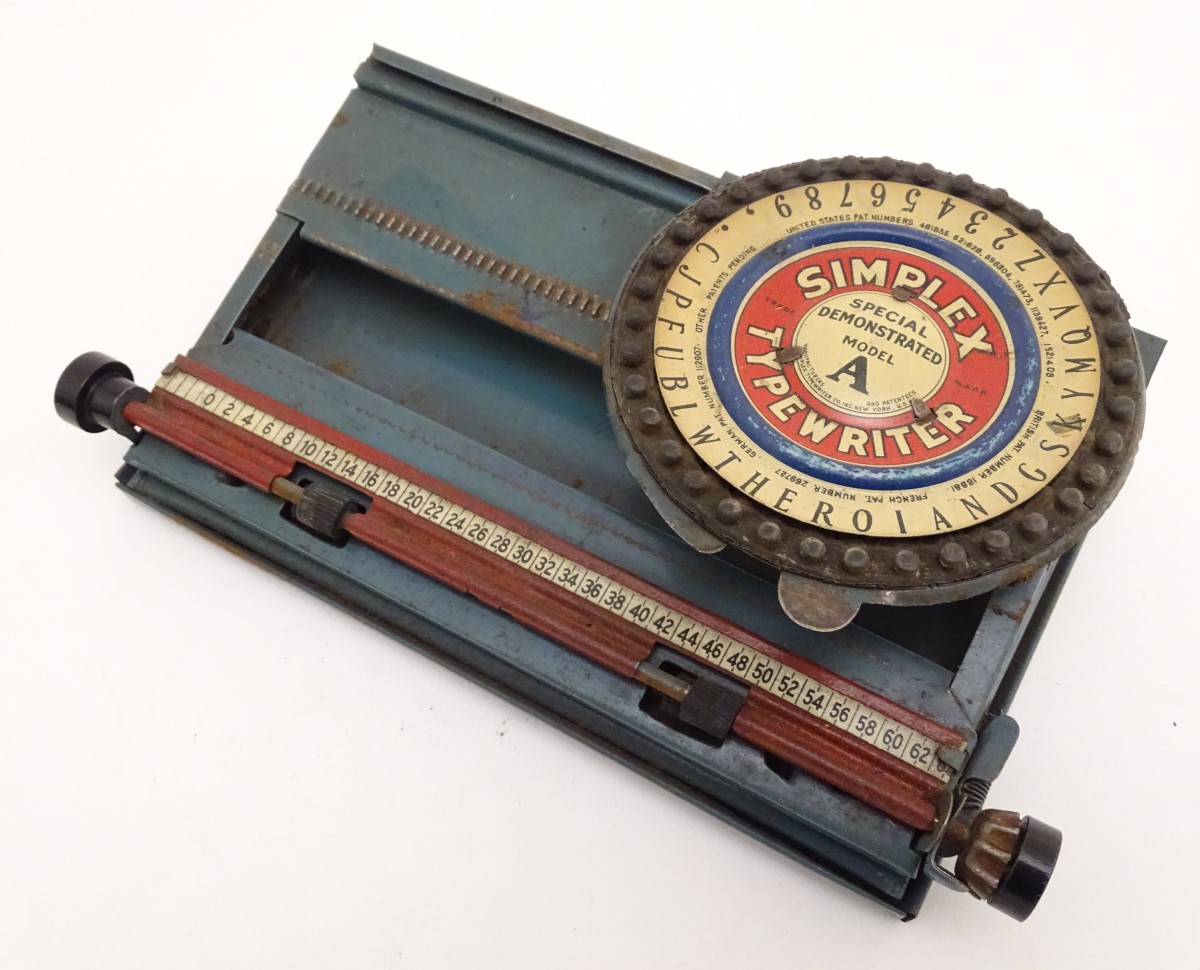 Toy: A c1900 tinplate American made Simplex typewriter, Special Demonstrated Model A, with - Image 6 of 10