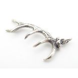 A Victorian German .800 silver pendant formed as stag antlers 1 1/2" Please Note - we do not make