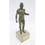 A late 20thC Italian bronze copy of one of the 5thC Greek Riace Warriors raised on a composite base.
