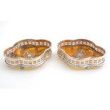 A pair of 21stC silver plate quatreform coasters with faux tortoiseshell bases 6" wide Please Note -