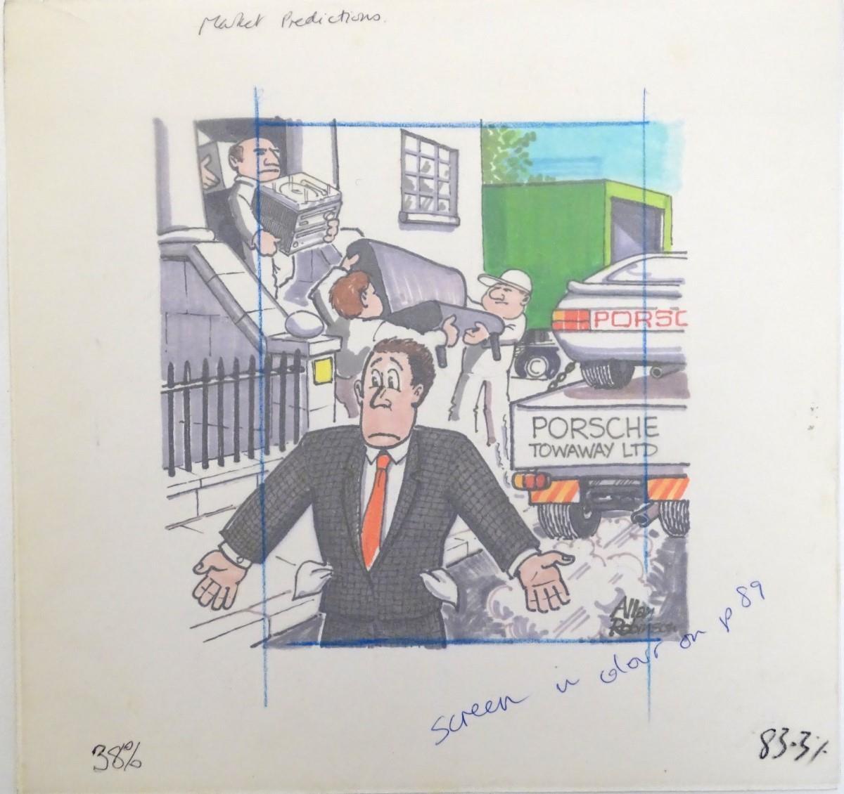 Allan Robinson, XX, British School Political Cartoonist, Pen, ink and watercolour, x 6, Political - Image 5 of 5