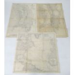 A quantity of 3 maps comprising two maps of Ireland's East Coast 'Strangford Lough' published by