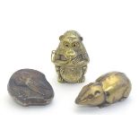 Two mid to late 20thC novelty vesta cases, one formed as a mouse, the other as a monkey. Together