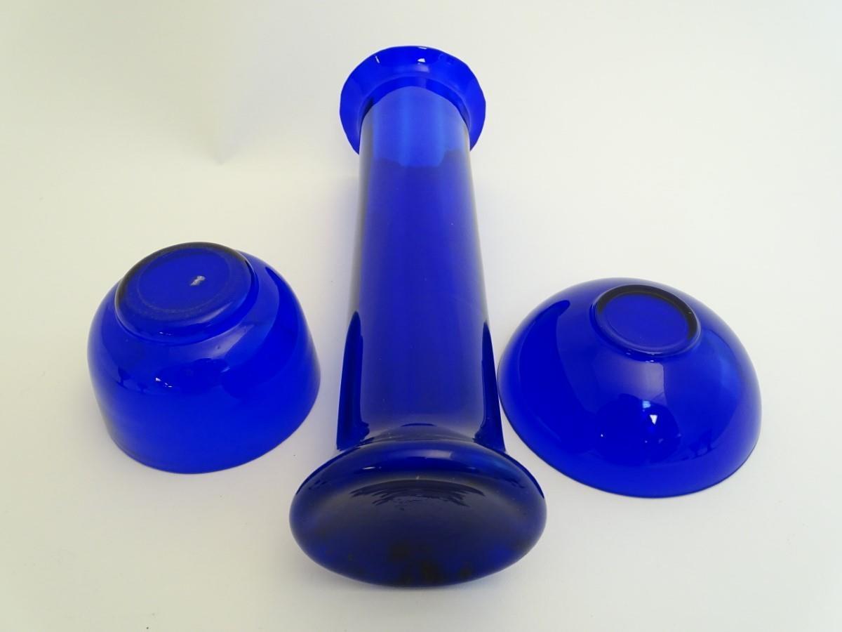 7 assorted items of blue glass comprising drinking glasses, dish, vase etc. The tallest 12 3/4'' - Image 5 of 7