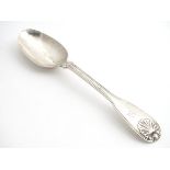 A Scottish silver spoon. Hallmarked Glasgow 1830 maker WM AM. 7" long (44g) Please Note - we do