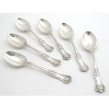 A set of 6 silver kings pattern dessert spoons hallmarked Sheffield 1977 with silver jubilee mark,