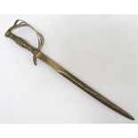 Militaria: a small brass letter opener in the form of an Officer's sword, the blade stamped '