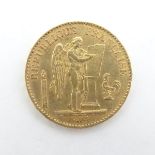 A French Republic 20 franc gold coin, 1878, approximately 6.5g Please Note - we do not make