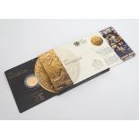 A Royal Mint 2012 edition 22ct gold proof sovereign coin, in presentation pamphlet/case.