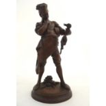 A cold painted spelter figure after Clément Léopold Steiner (1853-1899), The Chef, depicting a