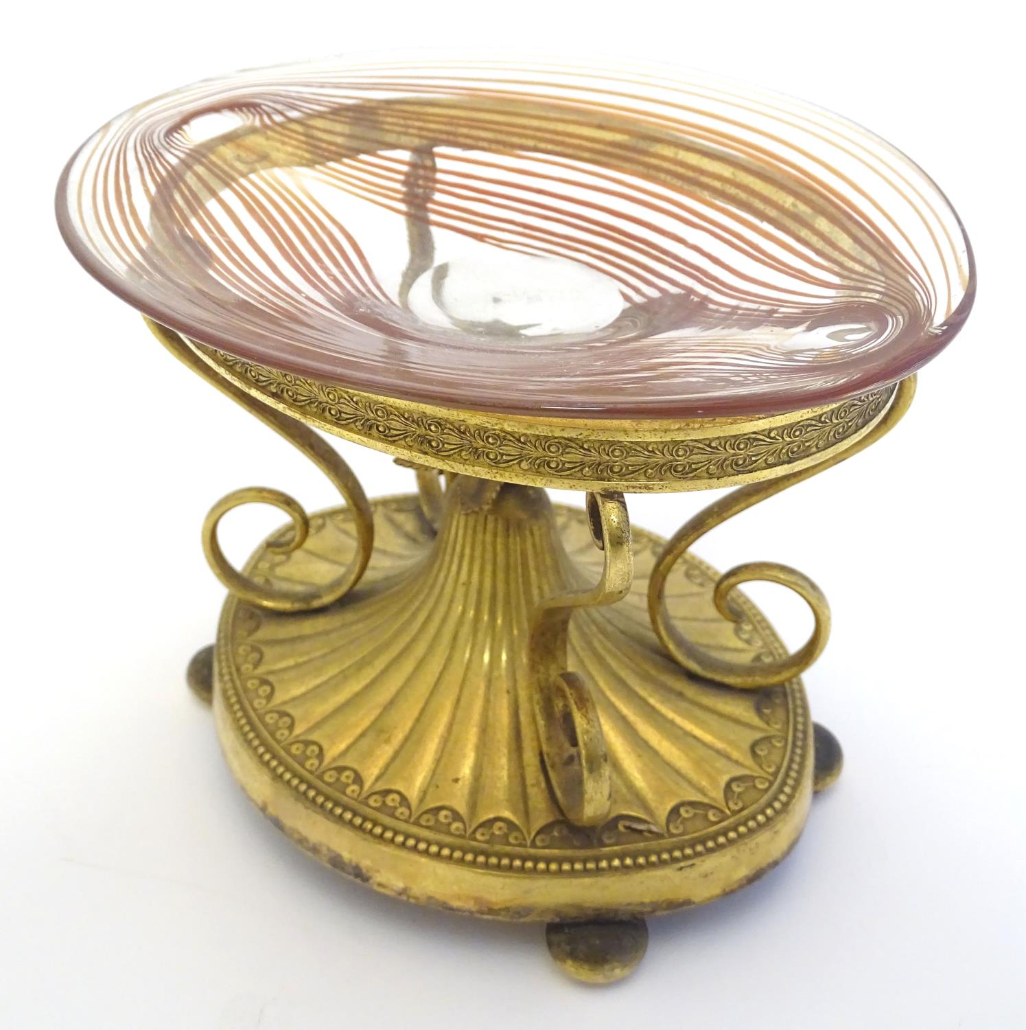 A c.1903 Elkington & Co. gilt metal oval centrepiece stand with scrolling decoration and central - Image 13 of 22