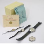 A mid-20thC Gentlemans' Omega wristwatch, with box and guarantee, together with a gentlemans'