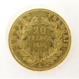 A French Republic 20 franc gold coin, 1854, approx. 6.45g Please Note - we do not make reference