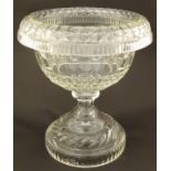 A large c1820 Irish crystal/lead glass centrepiece bowl, profusely decorated with diamond cut