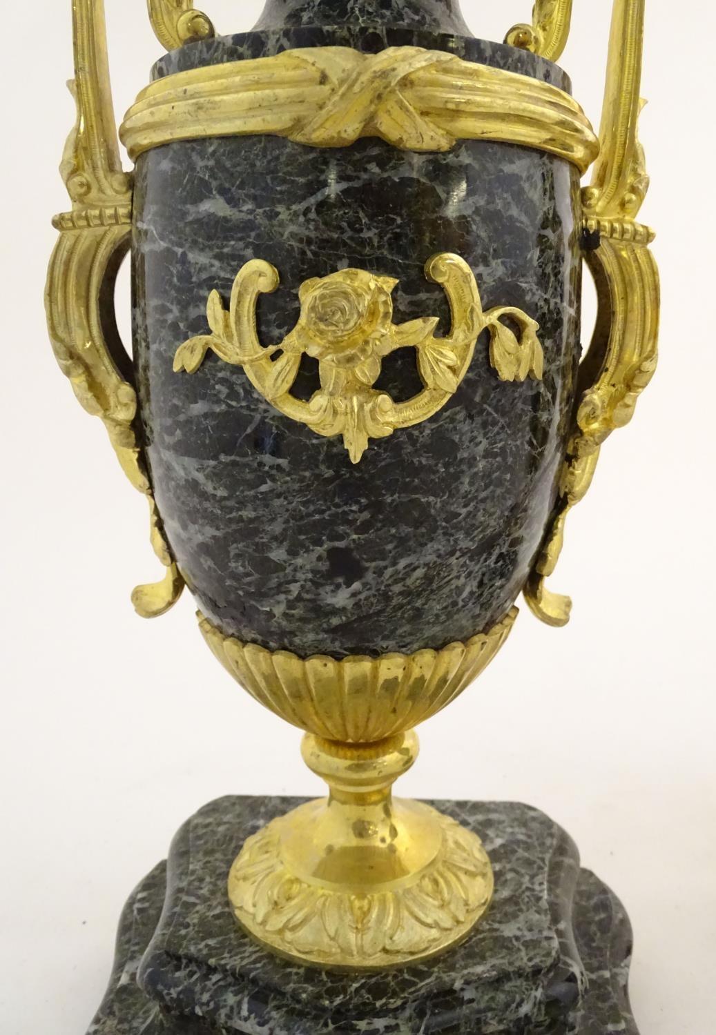 A pair of late 19thC grey marble garnitures of urn form with gilt metal handles and mounts. - Image 17 of 24