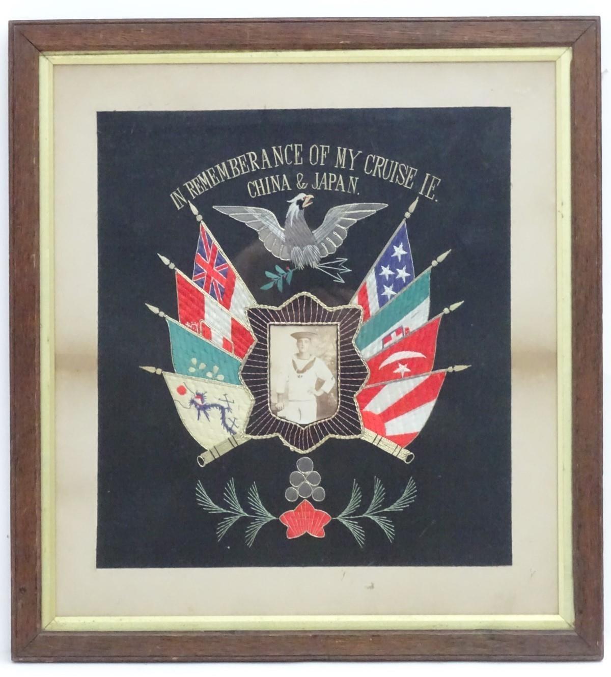 Militaria: a c1900 US Navy framed memento, entitled 'In Remembrance of my Cruise ie. China & Japan.' - Image 9 of 11