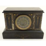 A 19thC slate and marble cased mantel clock, the cylinder movement by Thieble, with gilt