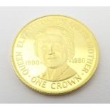 A 1980 gold Isle of Man crown commemorating the Queen Mother?s 80th Birthday. Approx. weight 8.20g