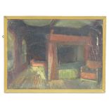King, XX, English School, Oil on canvas laid on board, The bed chamber at Berkeley Castle, A grand