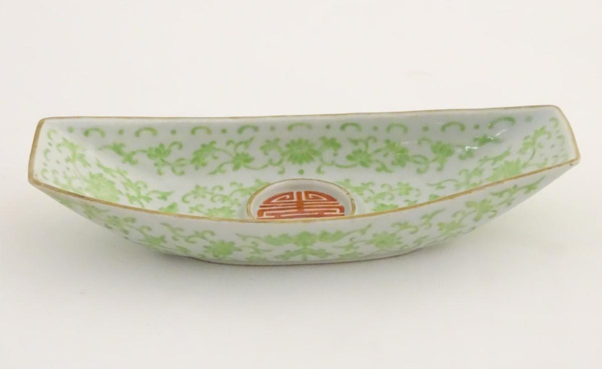 A Chinese standish / inkstand dish of oblong form, decorated with scrolling flowers and foliage - Image 14 of 20