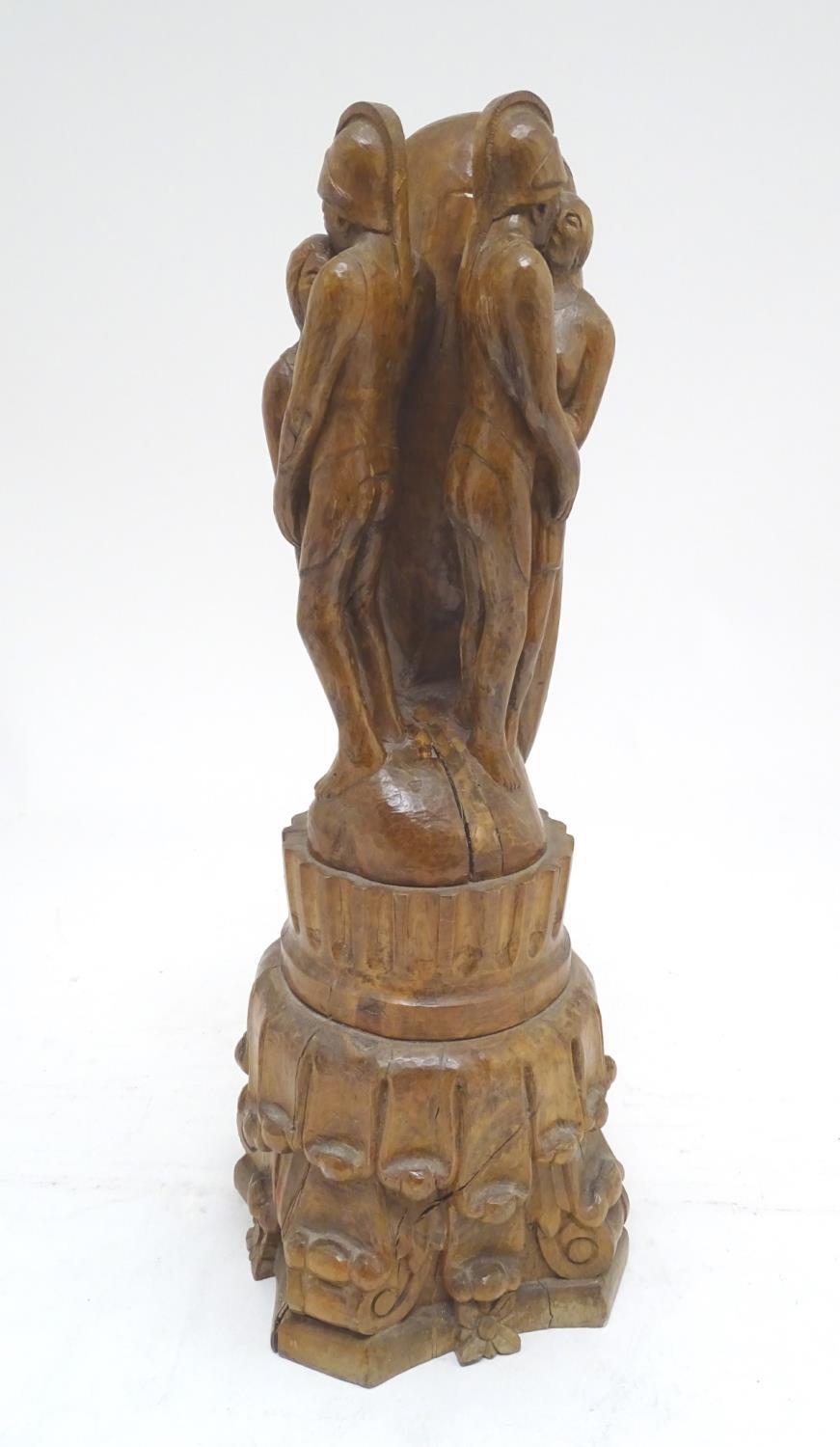 A 20thC carved wooden sculpture titled Tragic Muse to base, monogrammed TD and dated 1971 to side. - Image 5 of 17