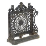 A 19thC cast iron Coalbrookdale style stick stand. 29" wide x 11" deep x 33 1/2" high Please