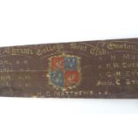 A Victorian Oxford University rowing oar, the paddle with hand-painted decoration: 'Corpus Christi